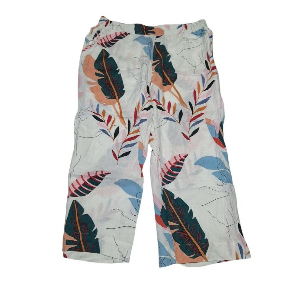 Cynthia‎ Rowley Linen Pants Palm Short Womens Plus 1X Pockets Beach Pool Cabana